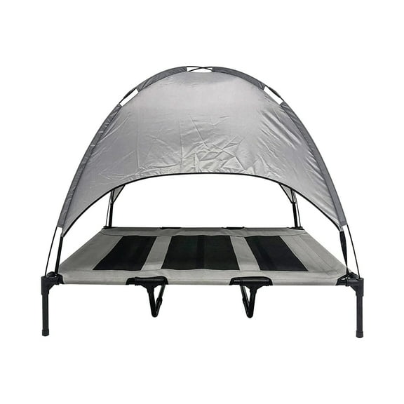 Midlee Grey Dog Cot with Canopy Elevated Pet Bed (36" x 48")
