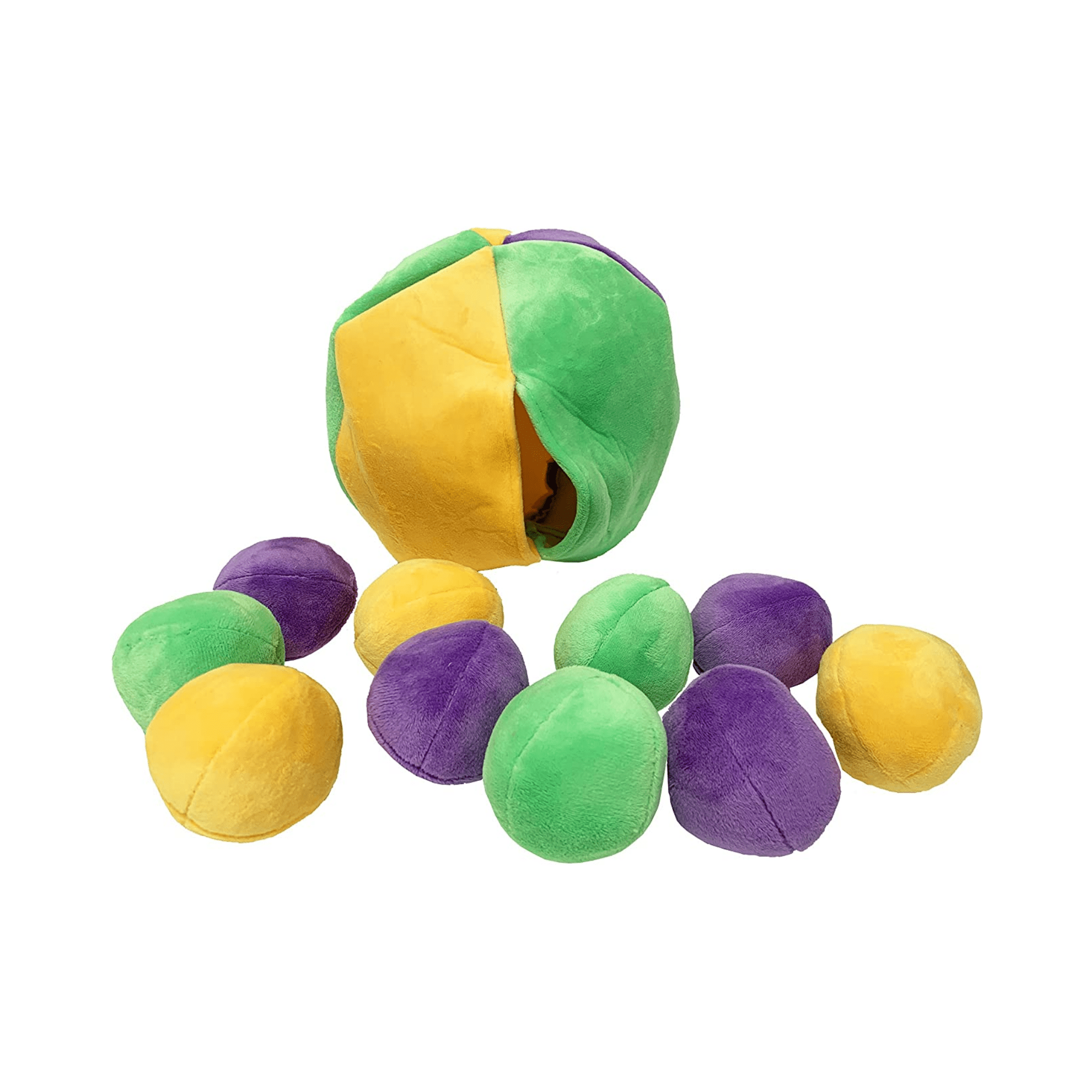 Small Multicolor Plush Hide-a-Ball Puzzle Dog Toy with Squeakers