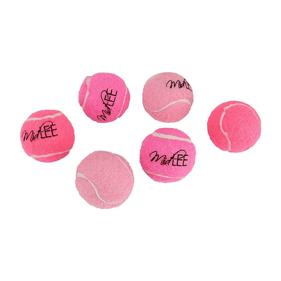 Midlee Mini 1.5" Squeaky Dog Tennis Balls- Pink- Set of 6