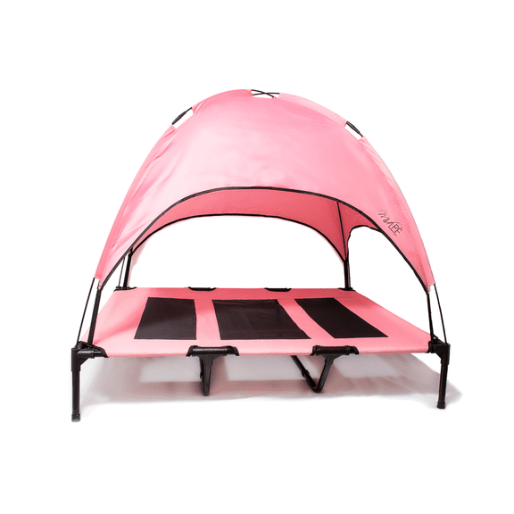 Midlee Pink Dog Cot Bed with Canopy (Large)- 30" x 36"