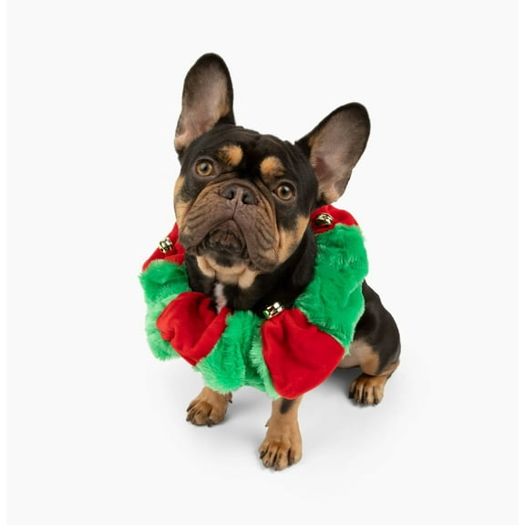 Midlee Red/Green Christmas Plush Bell Collar (Small)