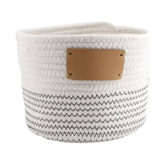 Midlee Rope Dog Toy Basket with Blank Label- Personalize It! (Small)