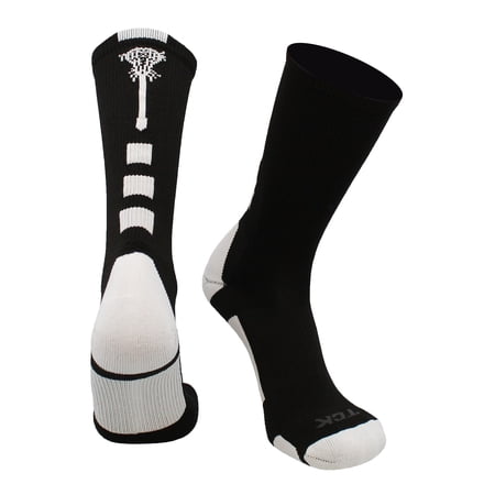 Midline Lacrosse Logo Crew Socks (Black/White, Large)