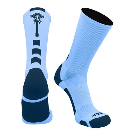 Midline Lacrosse Logo Crew Socks (Columbia Blue/Navy, Small)