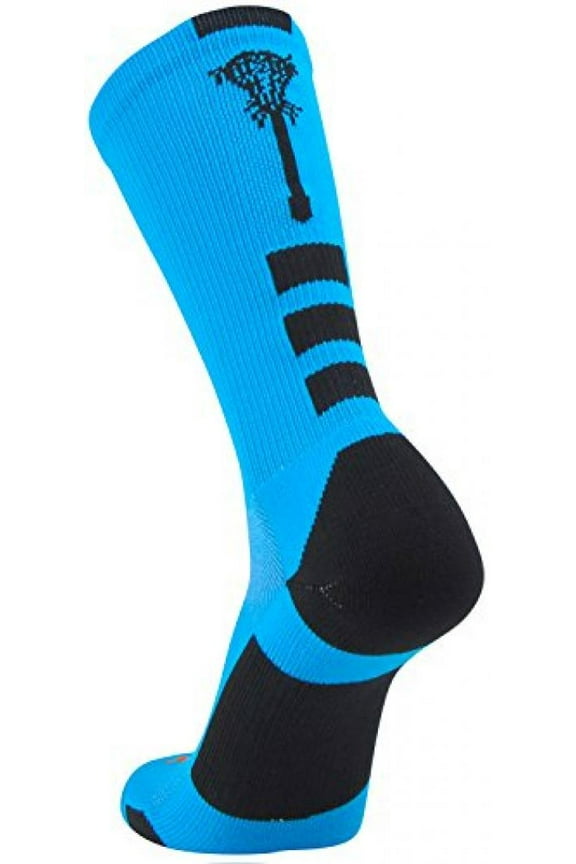 Midline Lacrosse Logo Crew Socks (Electric Blue/Black, Medium)