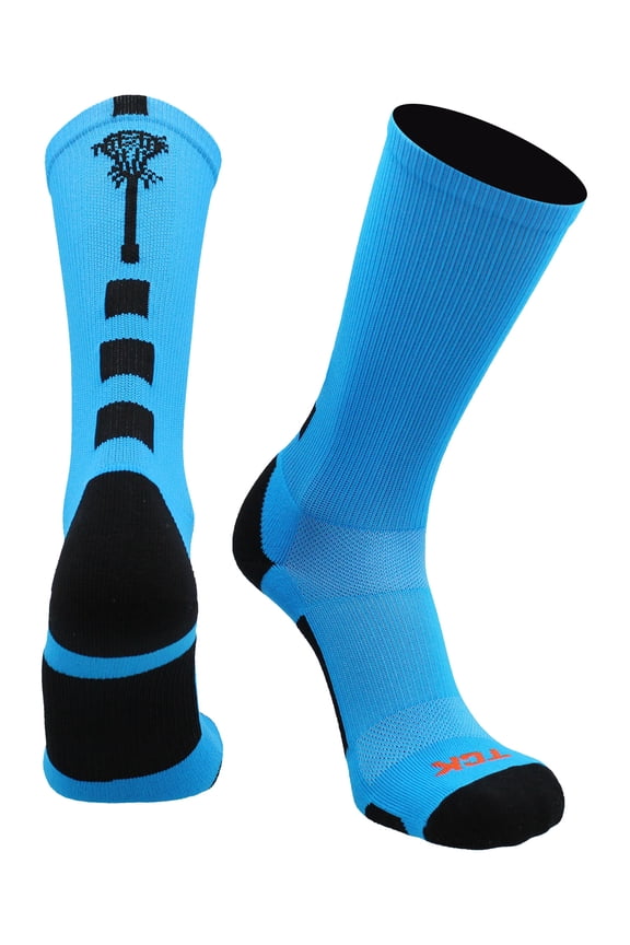 Midline Lacrosse Logo Crew Socks (Electric Blue/Black, X-Large)