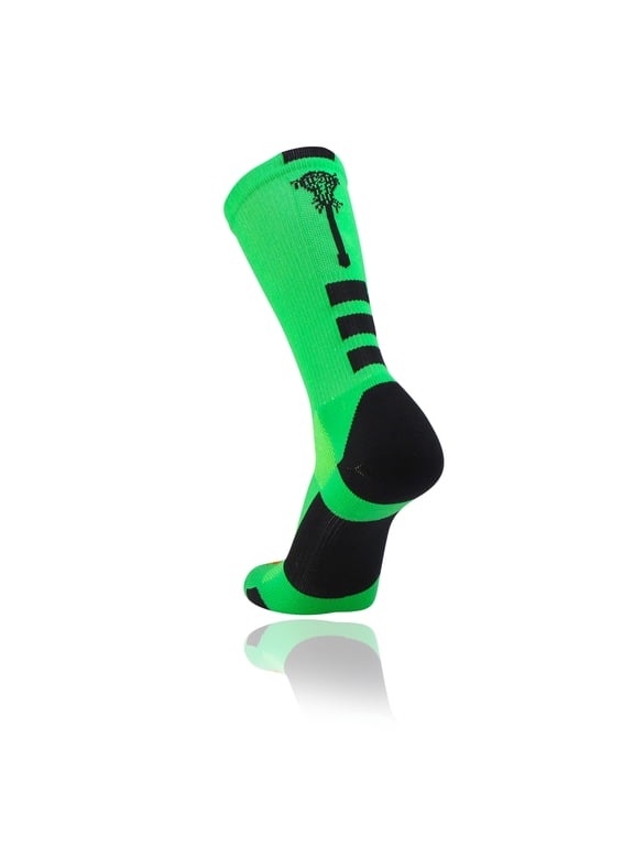 Midline Lacrosse Logo Crew Socks (Lime/Black, Medium)