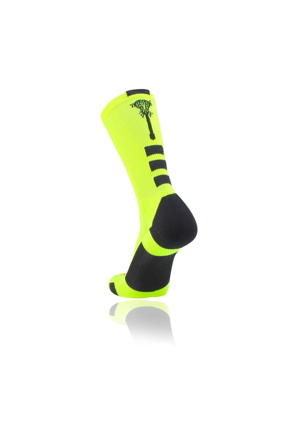 Midline Lacrosse Logo Crew Socks (Neon Yellow/Black, Medium)