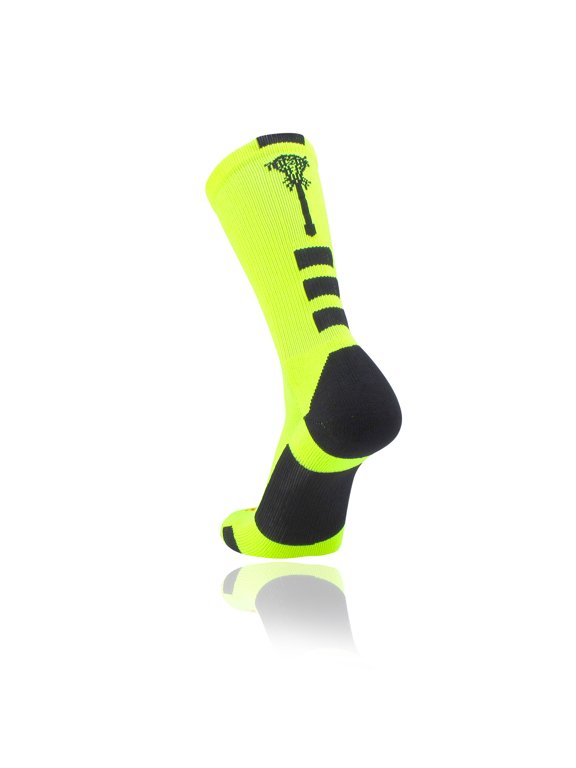 Midline Lacrosse Logo Crew Socks (Neon Yellow/Black, Medium)