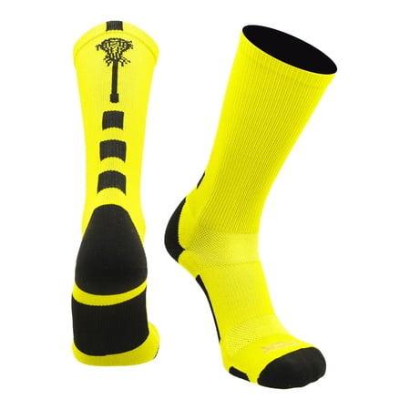 Midline Lacrosse Logo Crew Socks (Neon Yellow/Black, Small)