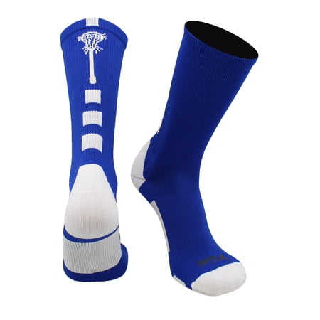 Midline Lacrosse Logo Crew Socks (Royal/White, Large)