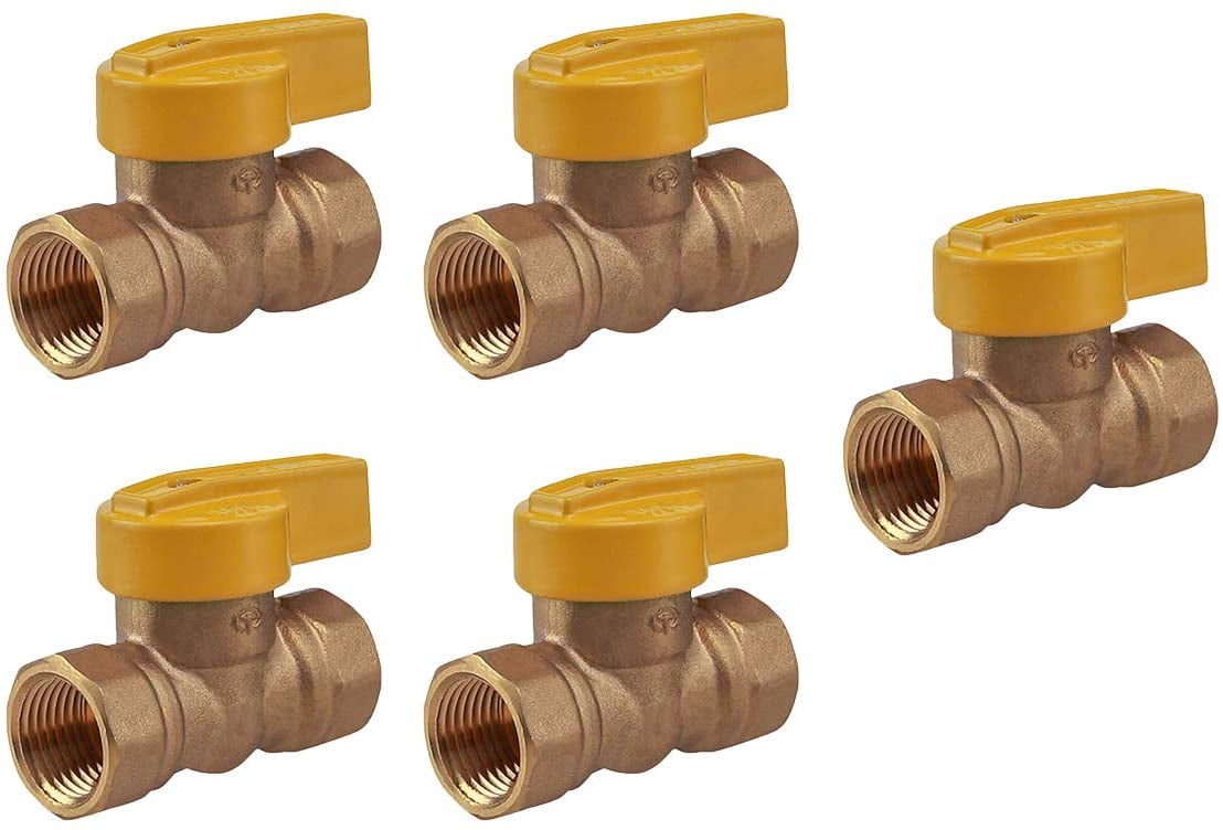 Midline Valve 1PC34-5 Superior One Piece Gas Ball Valve, 3/4 in. FIP Connections, Brass (Pack of 5)