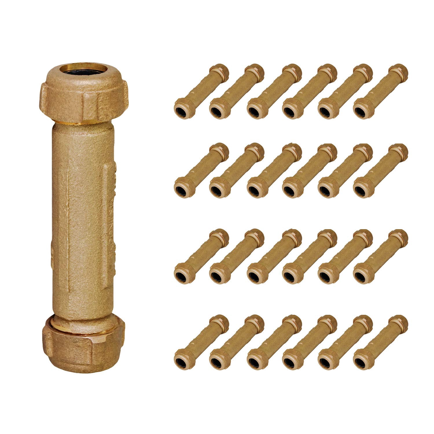 Midline Valve 22RCL34-24 Compression Coupling Fitting, with Packing Nut, Brass, 1/2 in. Nominal Fitting, 5 in. Length (24 Pack)