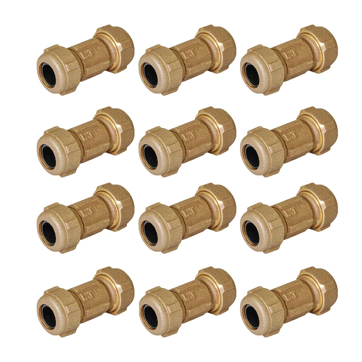 Midline Valve 22RCS56-12 Compression Coupling Fitting, with Packing Nut, Brass, 3/4 in. Nominal Fitting, 3 in. Length (12 Pack)