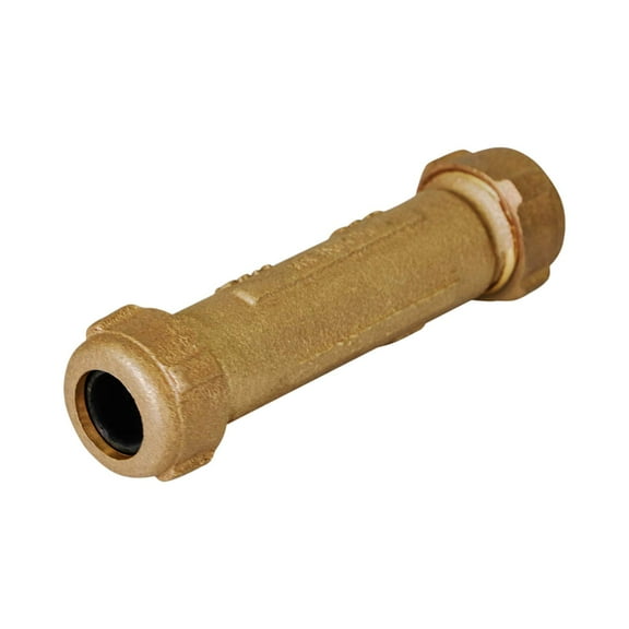 Midline Valve 23RCL34 Compression Coupling Fitting, with Packing Nut, Brass, 1-1/2 in. Nominal Fitting, 5 in. Length