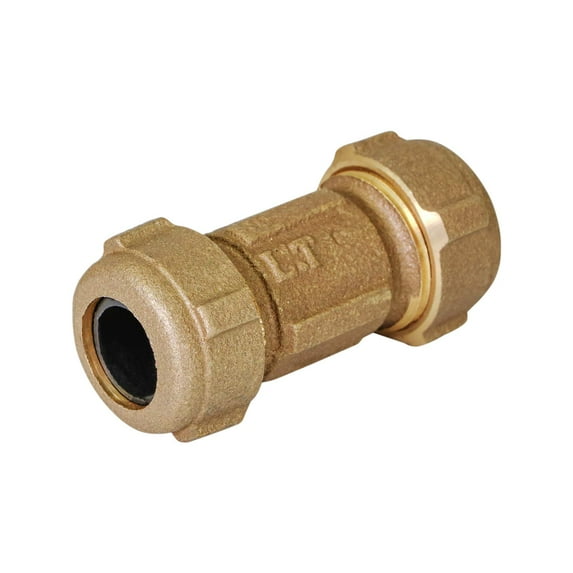 Midline Valve 23RCS36 Compression Coupling Fitting, with Packing Nut, Brass, 1-1/4 in. Nominal Fitting, 3 in. Length