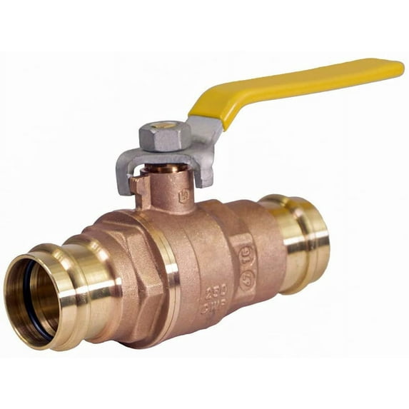 Midline Valve 532112VLV Double-O-Ring Press Ball Valve, with 1-1/2 in. Press Connections, Brass