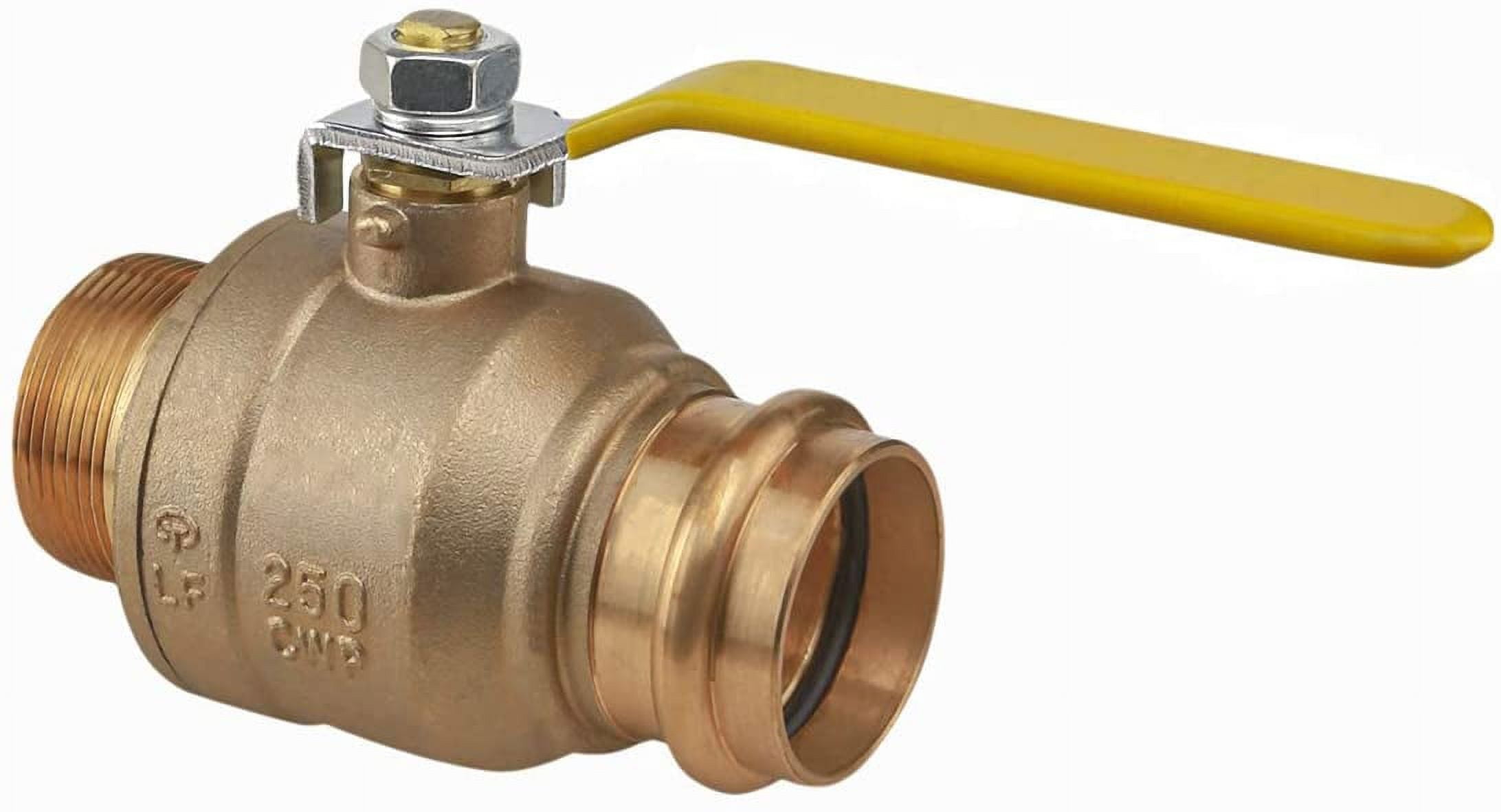 Midline Valve 542112VLVM Premium Adapter Ball Valve, with 1-1/2 in. Press x MIP Connections, Brass
