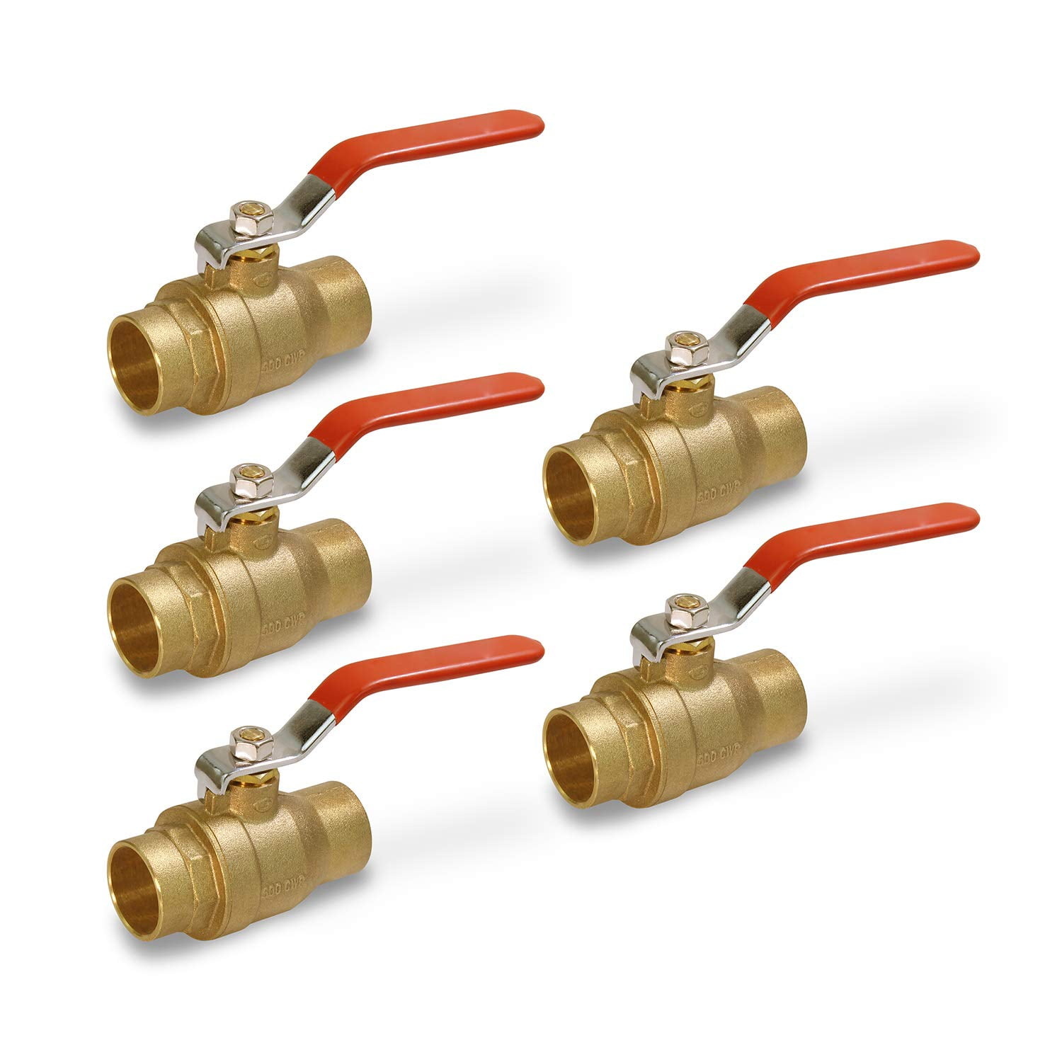 Midline Valve C522334-5 Premium Brass Gas Ball Valve, with 1-1/2 in. Sweat Connections (5 Pack)
