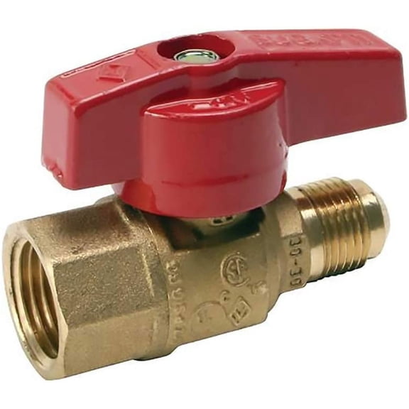 Midline Valve LxF1212GAS Premium Brass Gas Ball Valve, with 1/2 in. x 1/2 in. Flare x FIP Connections