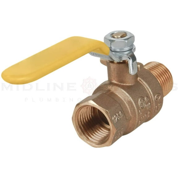 Midline Valve MF822234 Premium Brass Full Port Ball Valve, 1/2 in. FIP x 1/2 in. MIP