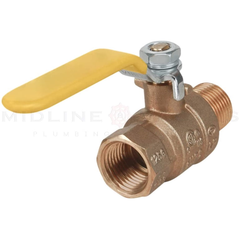 Midline Valve MF822234 Premium Brass Full Port Ball Valve, 1/2 in