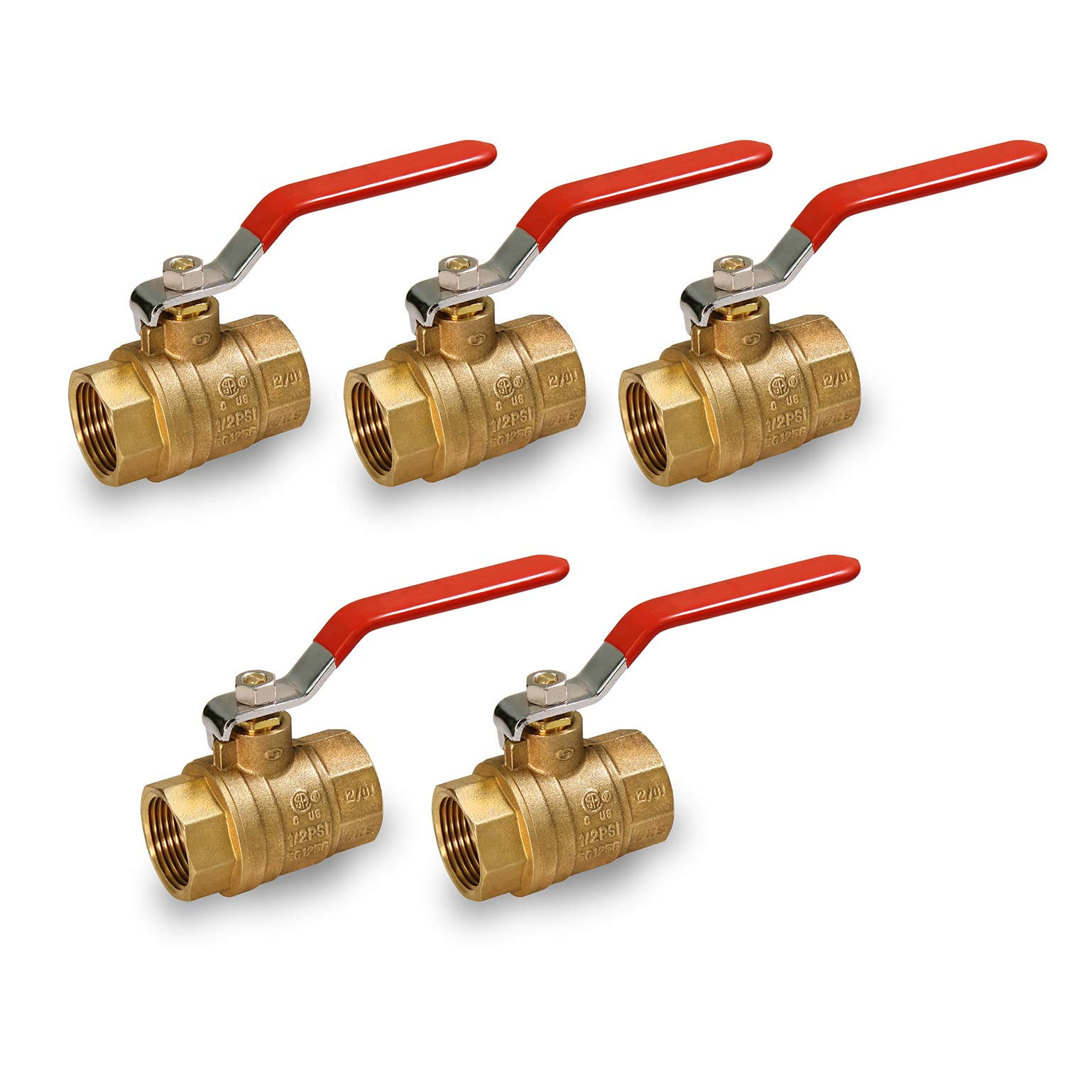 Midline Valve T522336-5 Premium Brass Gas Ball Valve, with 1-1/4 in. FIP Connections (5 Pack)