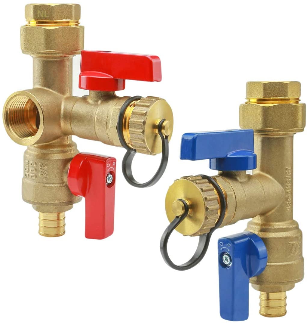 Midline Valve Tankless Water Heater Kit- Set of 2 Heavy Duty Hot and ...