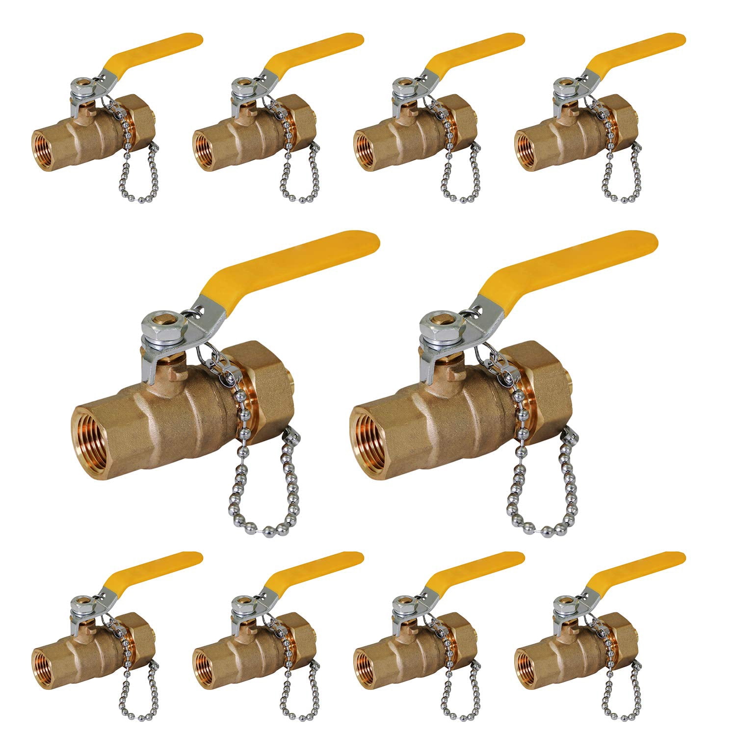 Midline Valve VHT234B-10 Premium Brass Full Port Hose Ball Valve with Chain and Cap, 1/2 in. FIP x 1/2 in. Hose (10 Pack)