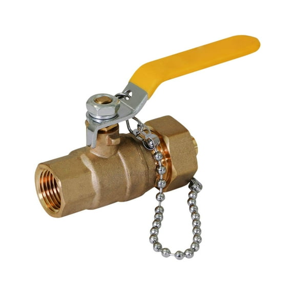Midline Valve VHT256B Premium Brass Full Port Hose Ball Valve with Chain and Cap, 3/4 in. FIP x 3/4 in. Hose