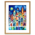thumbnail image 1 of Midnight Abstract Town Folk Art Artwork Framed Print Wall Art 9X7 Inch, 1 of 5