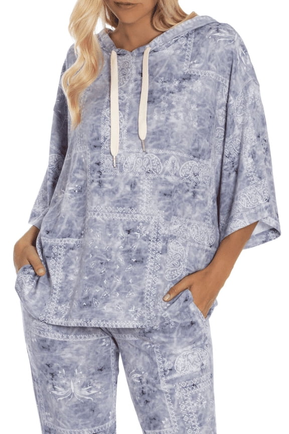 Bandana Hacci Hoodie in Railey Bandana Blue, XL