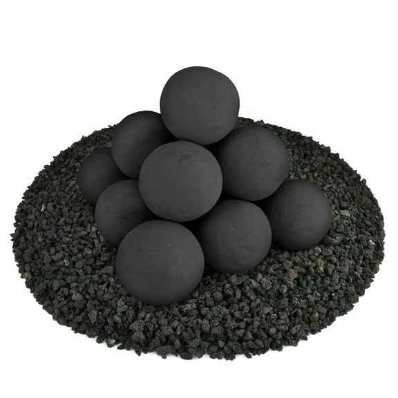 Midnight Black, Ceramic Fire Balls | 4" Set of 14