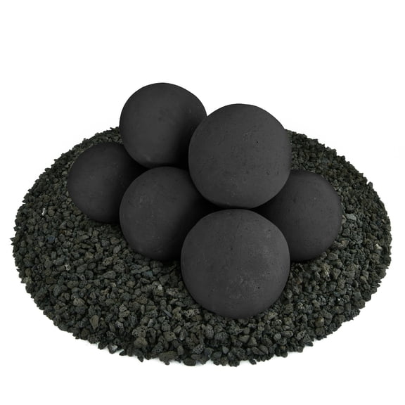 Midnight Black, Ceramic Fire Balls | 5" Set of 8