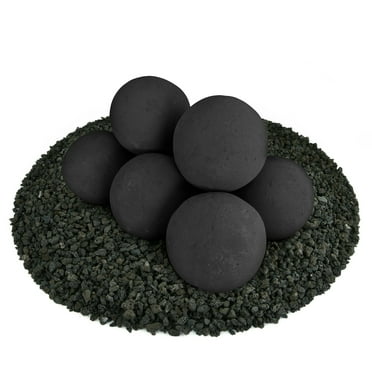 Midnight Black, Ceramic Fire Balls | 5" Set of 8