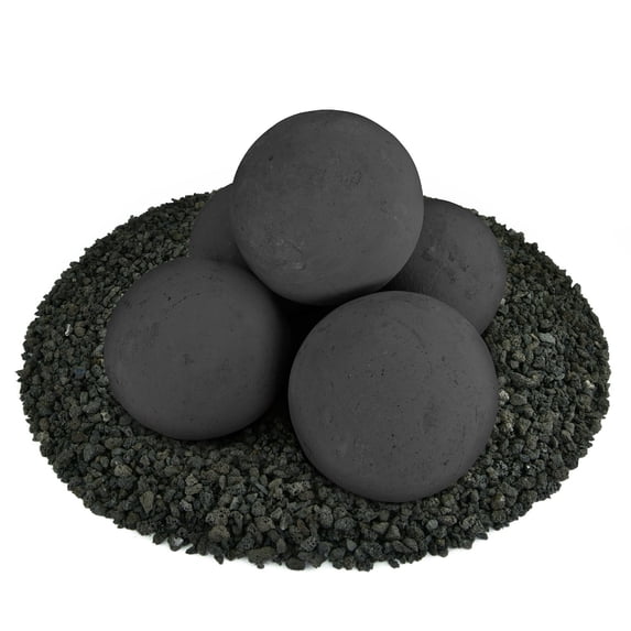 Midnight Black, Ceramic Fire Balls | 6" Set of 5