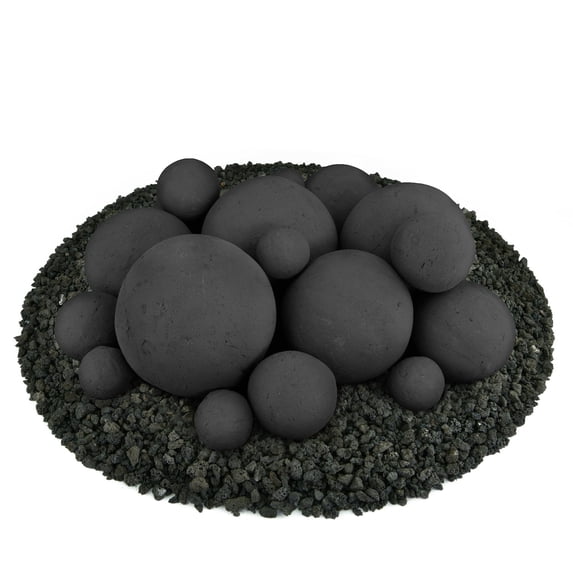 Midnight Black, Ceramic Fire Balls | Mixed Set of 18
