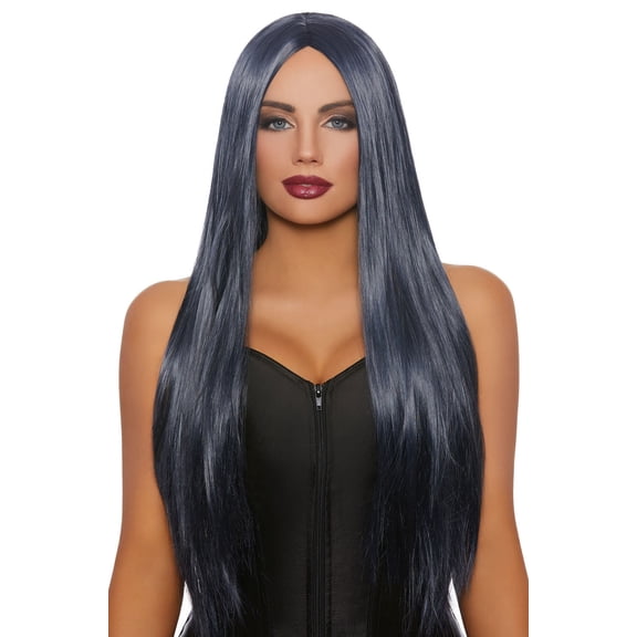 Midnight Black Extra Long Straight Wig Adult Halloween Accessory