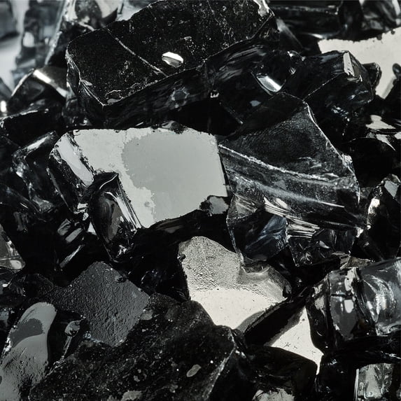 Midnight Black Fire Pit Glass | 1/2", Reflective, 10 lbs
