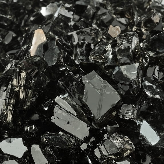 Midnight Black Fire Pit Glass | 1/4", Reflective, 10 lbs