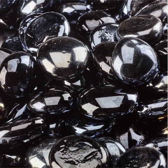 Midnight Black Fire Pit Glass Beads | 3/4", Semi-Reflective, 10 lbs