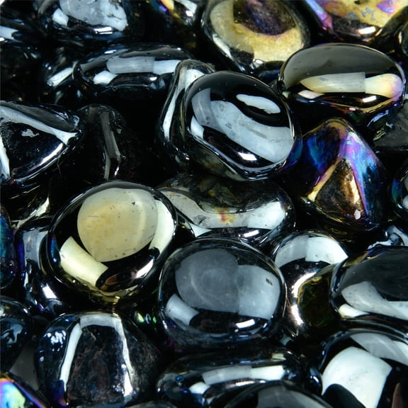 Midnight Black Fire Pit Glass Diamonds | 1", 10 lbs