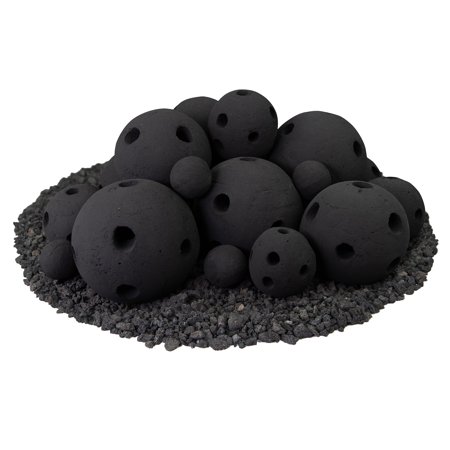 Midnight Black, Hollow Ceramic Fire Balls | Mixed Set of 23