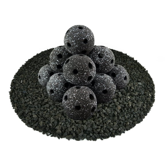 Midnight Black Speckled, Hollow Ceramic Fire Balls | 4" Set of 14