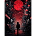 thumbnail image 1 of Midnight Blood Moon in Tokyo Conceptual Artwork Gothic Street Japanese Cityscape Unframed Wall Art Print Poster Home Decor Premium, 1 of 5