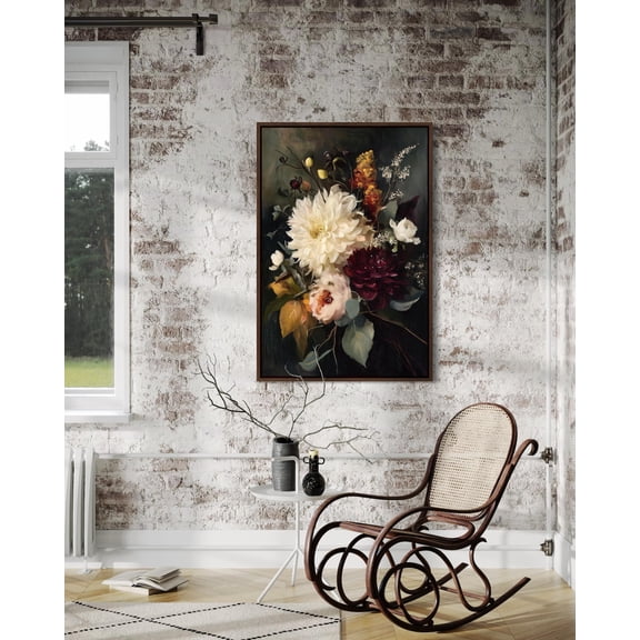 Midnight Bloom Floral Art, Dark Moody Elegance Statement, Unframed Paper Poster 8x10in