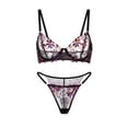 thumbnail image 1 of Midnight Blossom Lace Embroidered Lingerie Set (BLACK, M+), 1 of 9