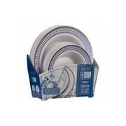 Midnight Blue Collection Combo Pack - White w/Blue & Rose Gold Border Soup and Dessert Bowls, 32 count