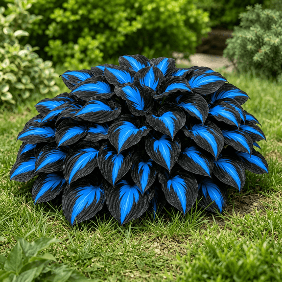 Midnight Blue Hostas for Planting-(Non-Artificial)-Easy to Grow & Quick Sprouting Ornaments