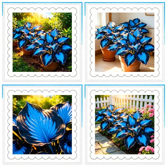 Midnight Blue Hostas for Planting-(Non-Artificial)-Simple to Cultivate & Fast Germinating, Elegant Foliage for Outdoor Garden Ornament